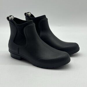 UGG Chevonne Black Waterproof Chelsea Rubber Sheepskin Rain Boots Women's Size 9